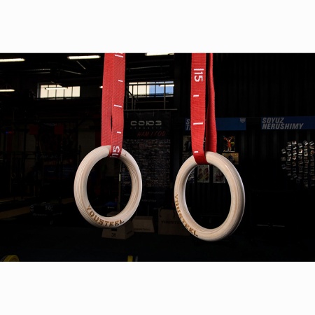 Купить Кольца гимнастические 32 мм красные стропы в Суровикине 